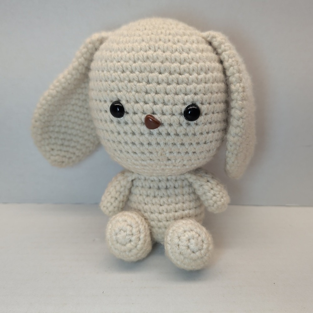 Handmade Crochet Off White Amigurumi Dog Cat Plush Stuffed Animal 9 inch